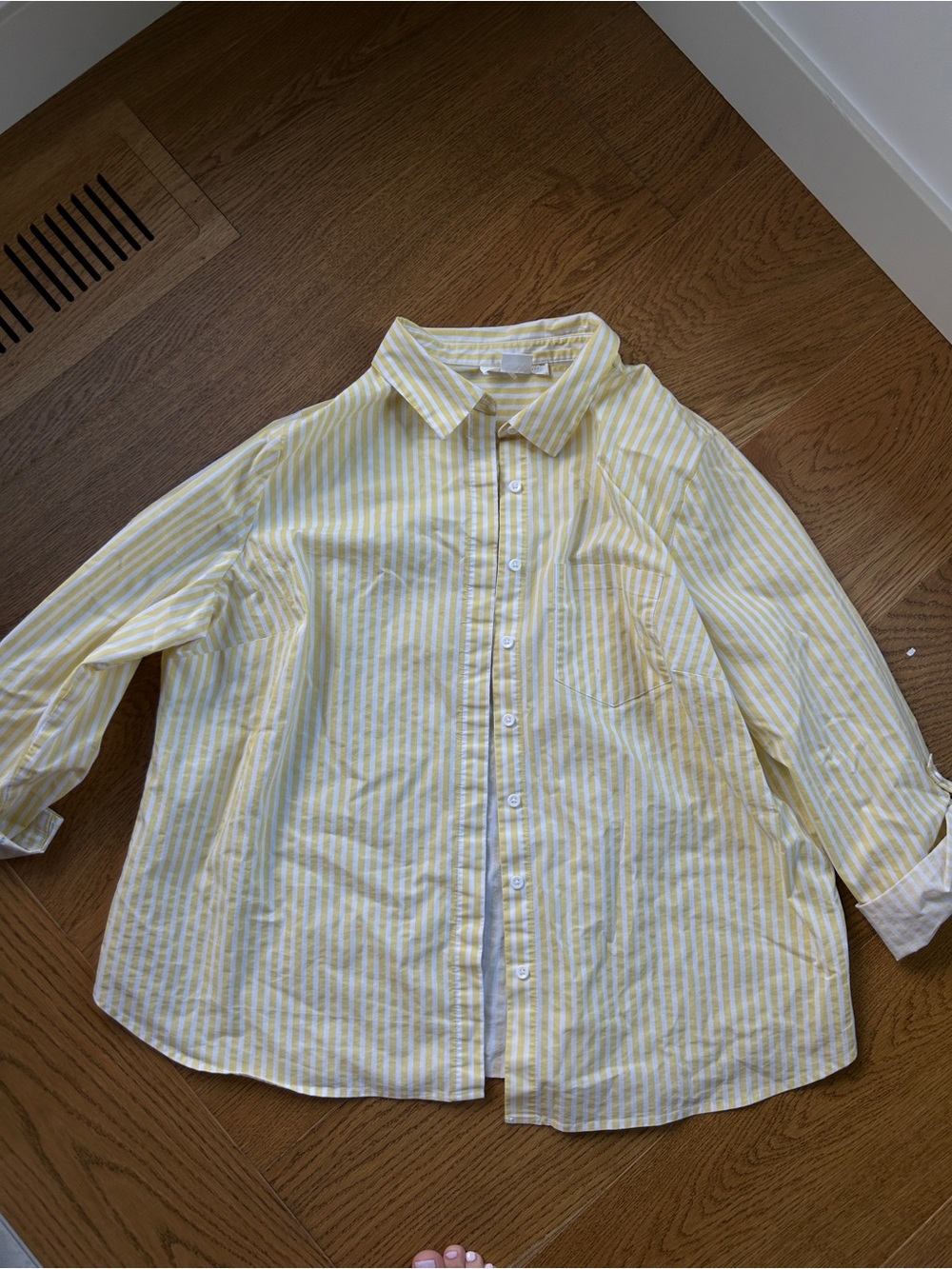 White and Yellow Stripe Button-Down Shirt